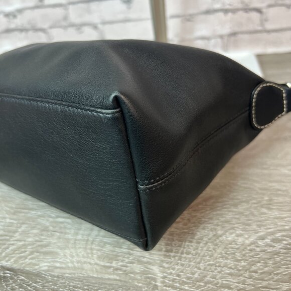 COACH Mini Handbag Accessory Pouch Black Leather Pochette Demi Handbag - Picture 4 of 6